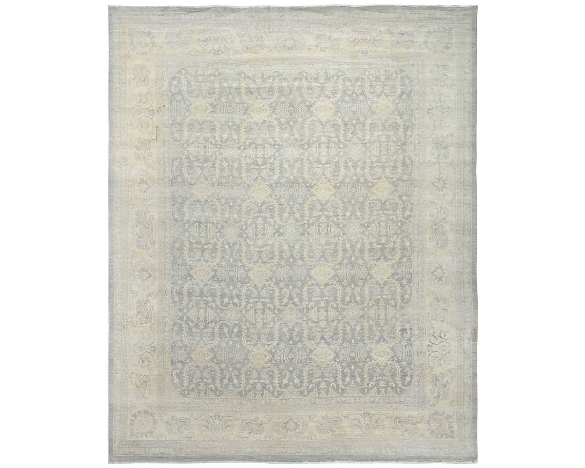12x15 Zeigler Gray Afghan Hand Knotted Wool Area Rug