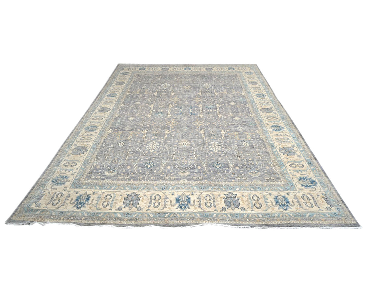 12x15 Ziegler Gray Afghan Hand Knotted Wool Area Rug