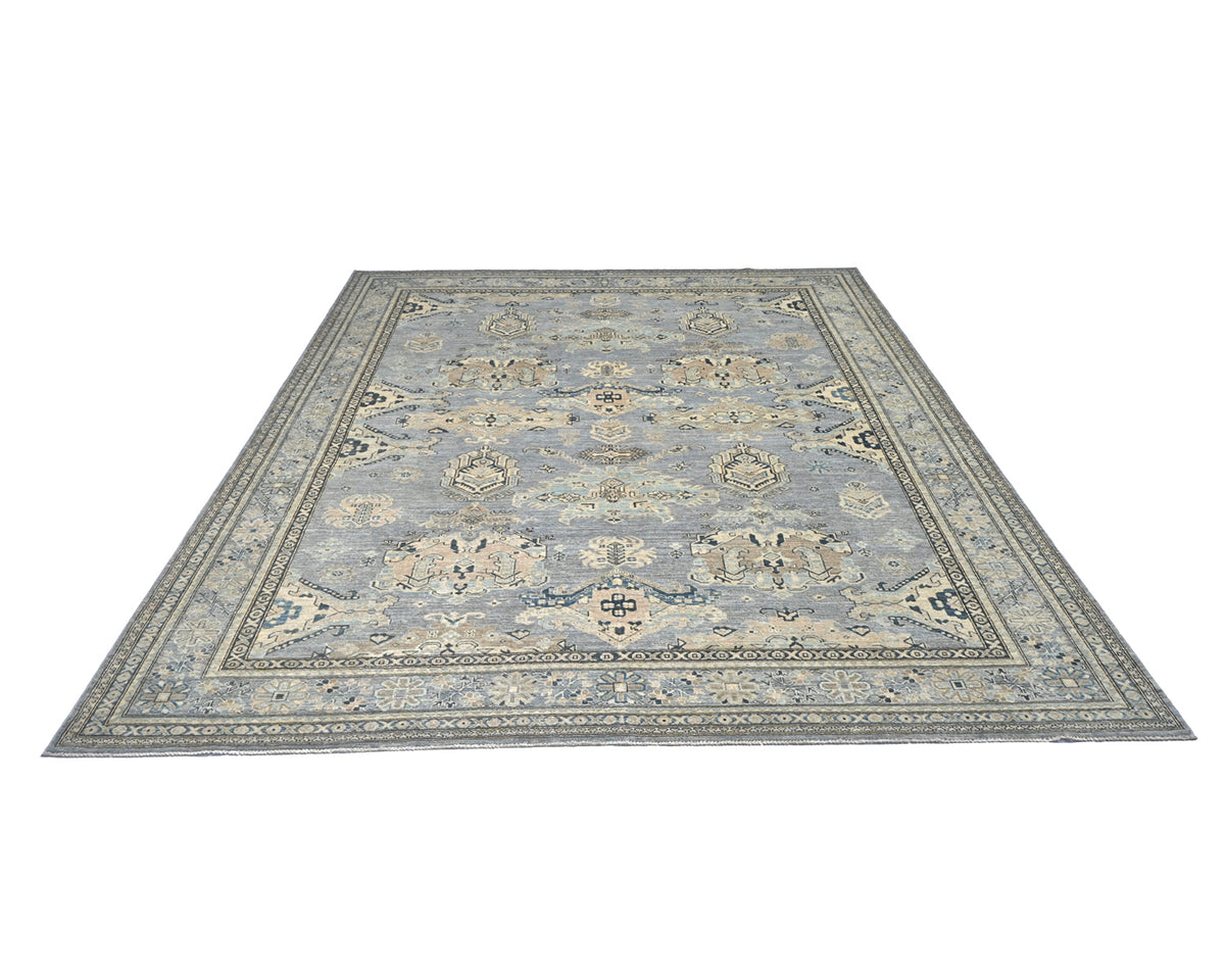 Gray 8x10 Ft Kazak Afghan Hand Knotted Traditional Wool Area Rug