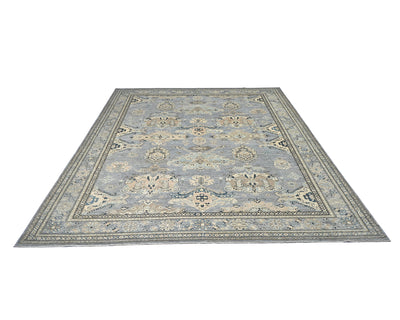 Gray 8x10 Ft Kazak Afghan Hand Knotted Traditional Wool Area Rug