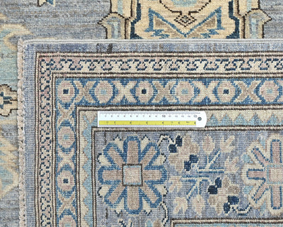 Gray 8x10 Ft Kazak Afghan Hand Knotted Traditional Wool Area Rug
