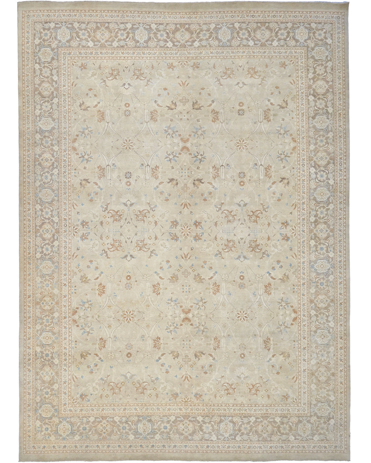 Alfombra de lana anudada a mano, estilo persa oriental, color beige, 10 x 13