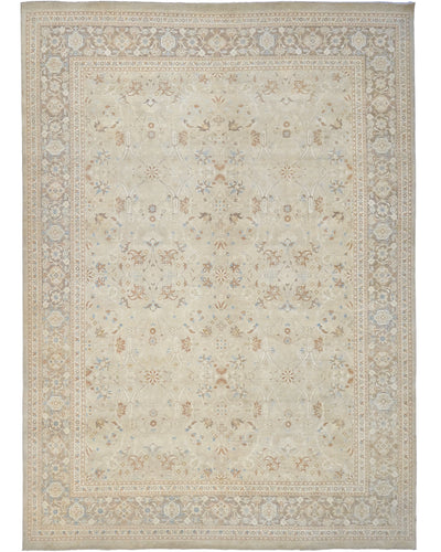 Alfombra de lana anudada a mano, estilo persa oriental, color beige, 10 x 13