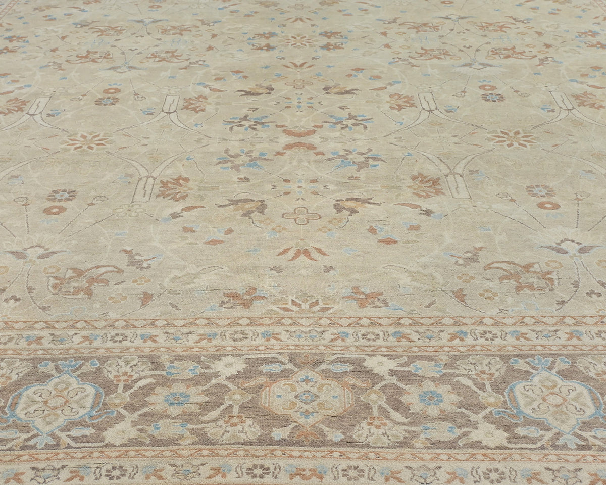 Alfombra de lana anudada a mano, estilo persa oriental, color beige, 10 x 13
