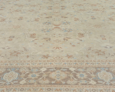 Alfombra de lana anudada a mano, estilo persa oriental, color beige, 10 x 13