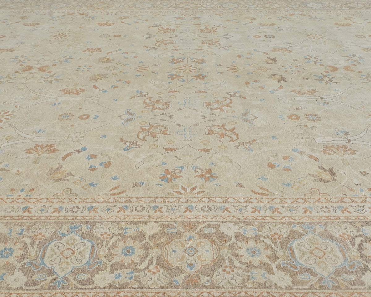 Alfombra de lana anudada a mano, estilo persa oriental, color beige, 10 x 13