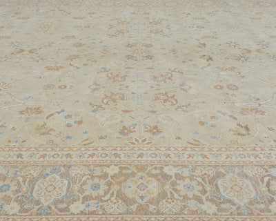 Alfombra de lana anudada a mano, estilo persa oriental, color beige, 10 x 13
