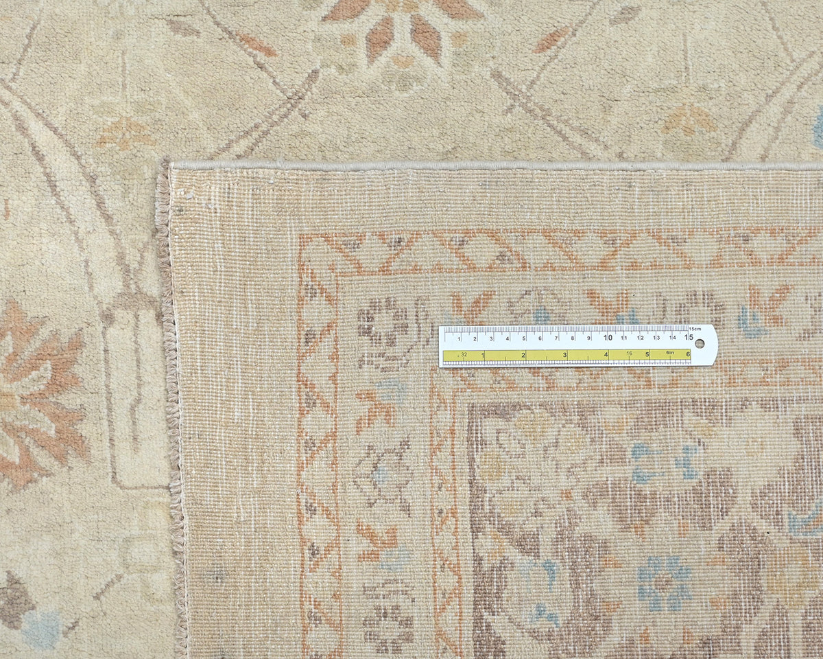 Alfombra de lana anudada a mano, estilo persa oriental, color beige, 10 x 13