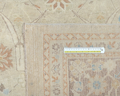 Alfombra de lana anudada a mano, estilo persa oriental, color beige, 10 x 13