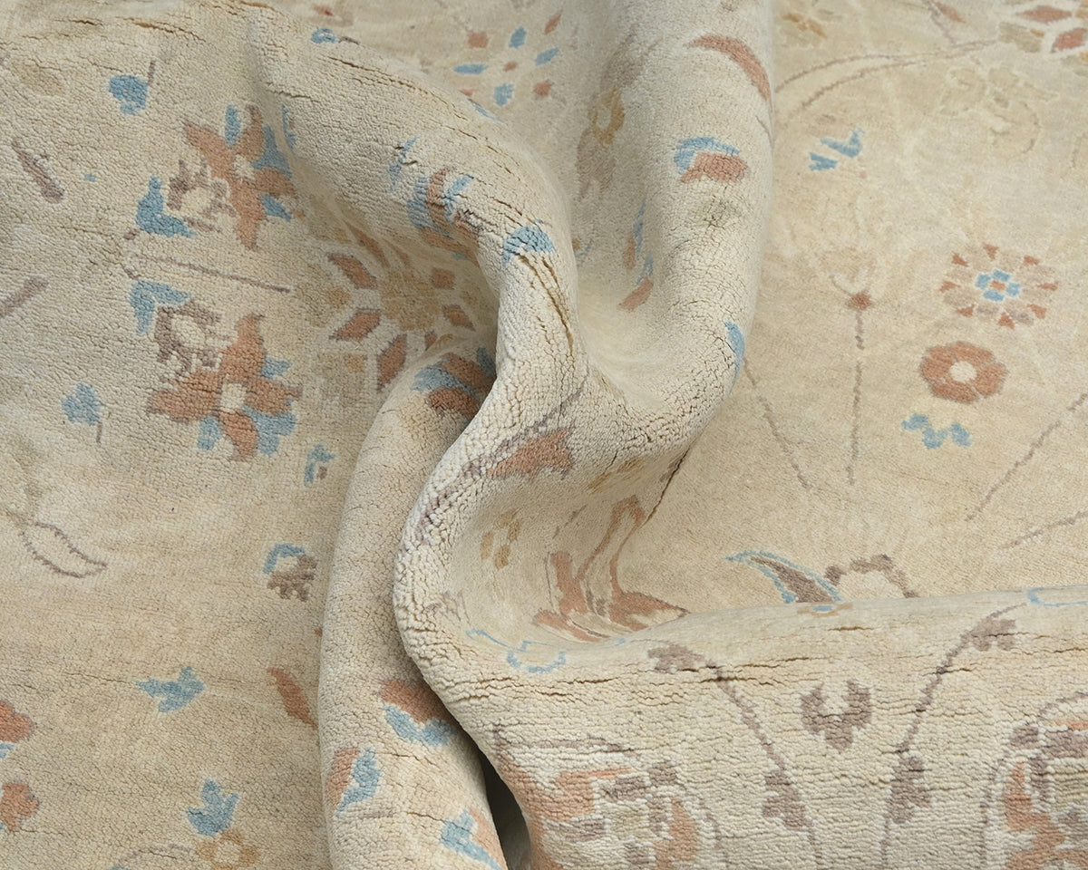 Alfombra de lana anudada a mano, estilo persa oriental, color beige, 10 x 13