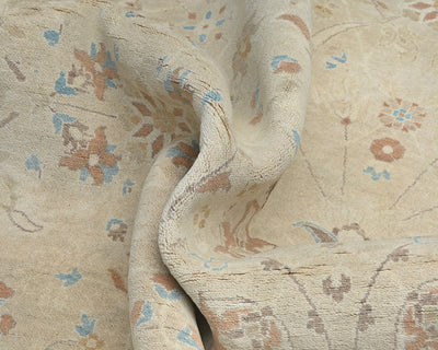 Alfombra de lana anudada a mano, estilo persa oriental, color beige, 10 x 13