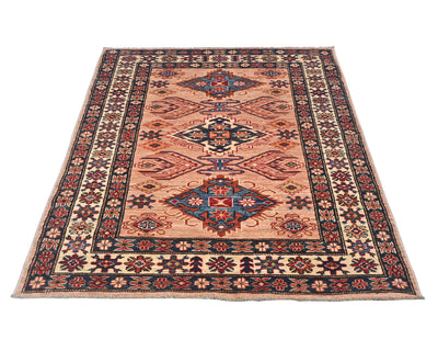 3x5 Kazak Afghan Hand Knotted Geometric Wool Area Rug