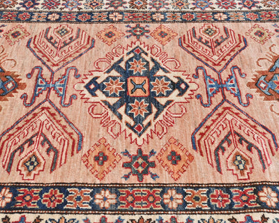 3x5 Kazak Afghan Hand Knotted Geometric Wool Area Rug