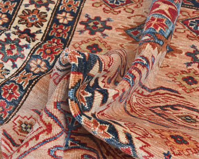 3x5 Kazak Afghan Hand Knotted Geometric Wool Area Rug