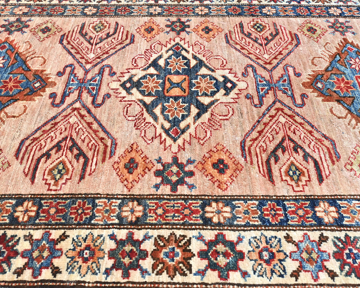 3x5 Ft Kazak Afghan Hand Knotted Geometric Wool Area Rug