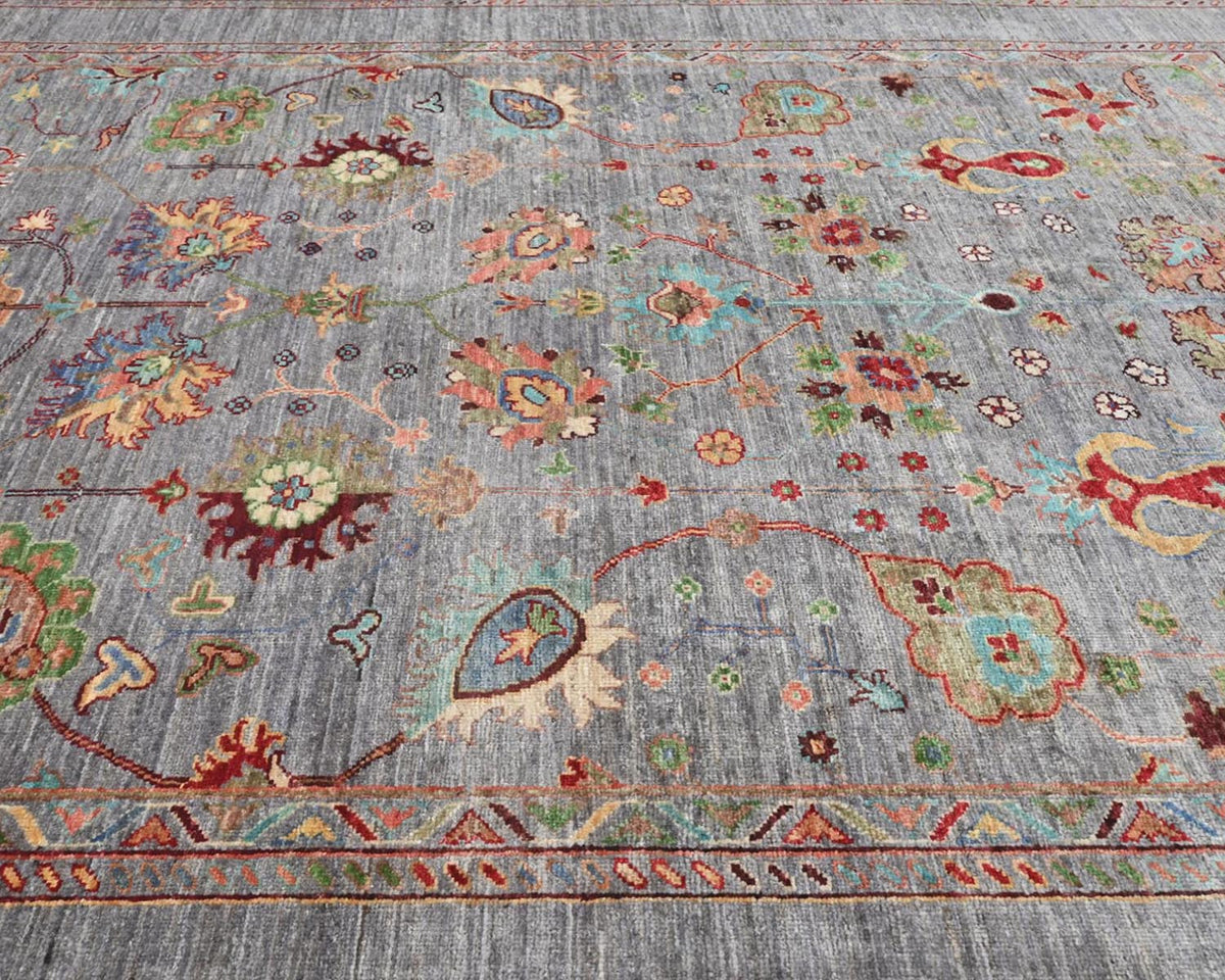 Alfombra afgana de lana anudada a mano Khurgeen gris de 6 x 8 pulgadas