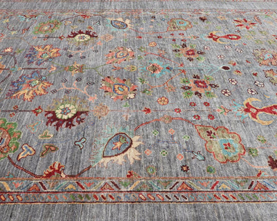Alfombra afgana de lana anudada a mano Khurgeen gris de 6 x 8 pulgadas