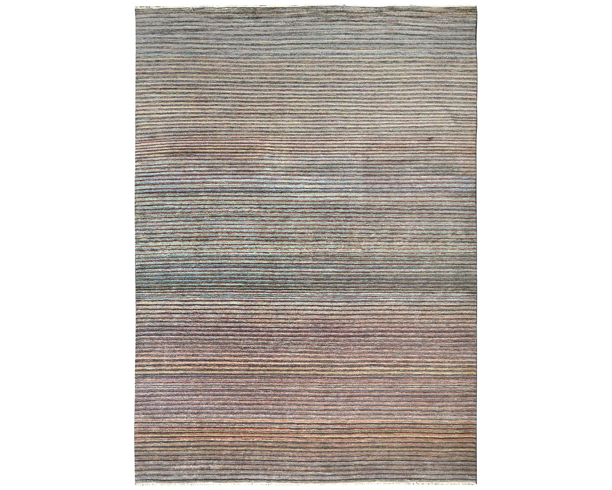 Alfombra afgana de lana anudada a mano multicolor Zeigler de 14 x 21