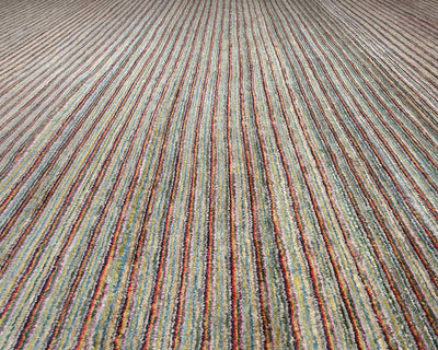 Alfombra afgana de lana anudada a mano multicolor Zeigler de 14 x 21