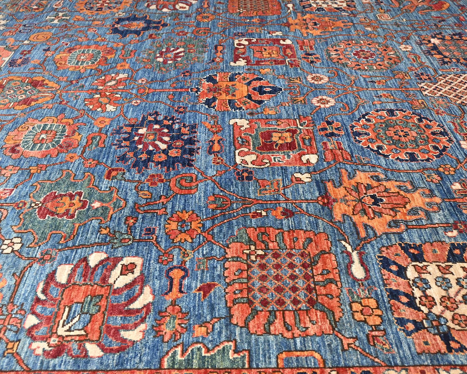8x8 Blue Aryana Afghan Hand Knotted Square Veg Dye Wool Area Rug
