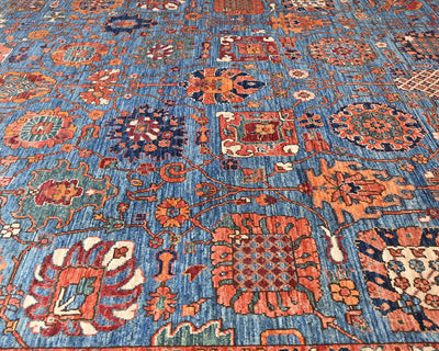 8x8 Blue Aryana Afghan Hand Knotted Square Veg Dye Wool Area Rug