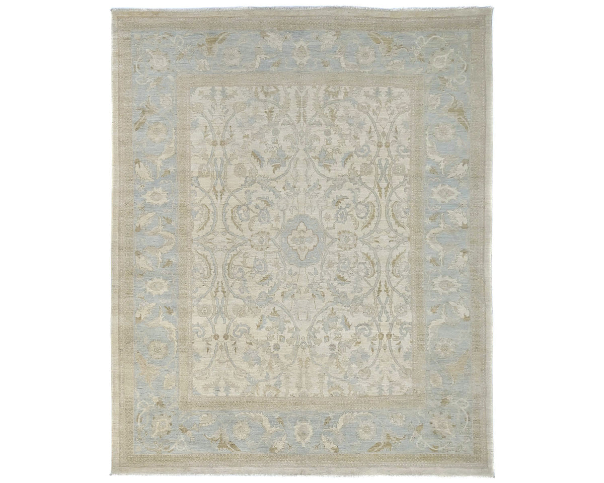 8x10 Chobi Fine Quality Beige Afghan Hand Knotted Wool Area Rug
