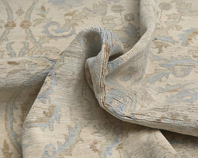 Alfombra afgana de lana anudada a mano, color beige, de 8 x 10 pulgadas, Chobi