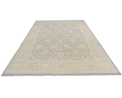 Alfombra de lana anudada a mano, estilo persa oriental, color gris, 9 x 12 pulgadas
