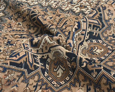 Alfombra de lana anudada a mano estilo persa vintage Heriz marrón de 8 x 10 pulgadas