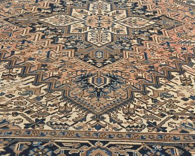 Alfombra vintage de lana anudada a mano, estilo persa, terracota, Heriz, de 2,45 m x 2,78 m