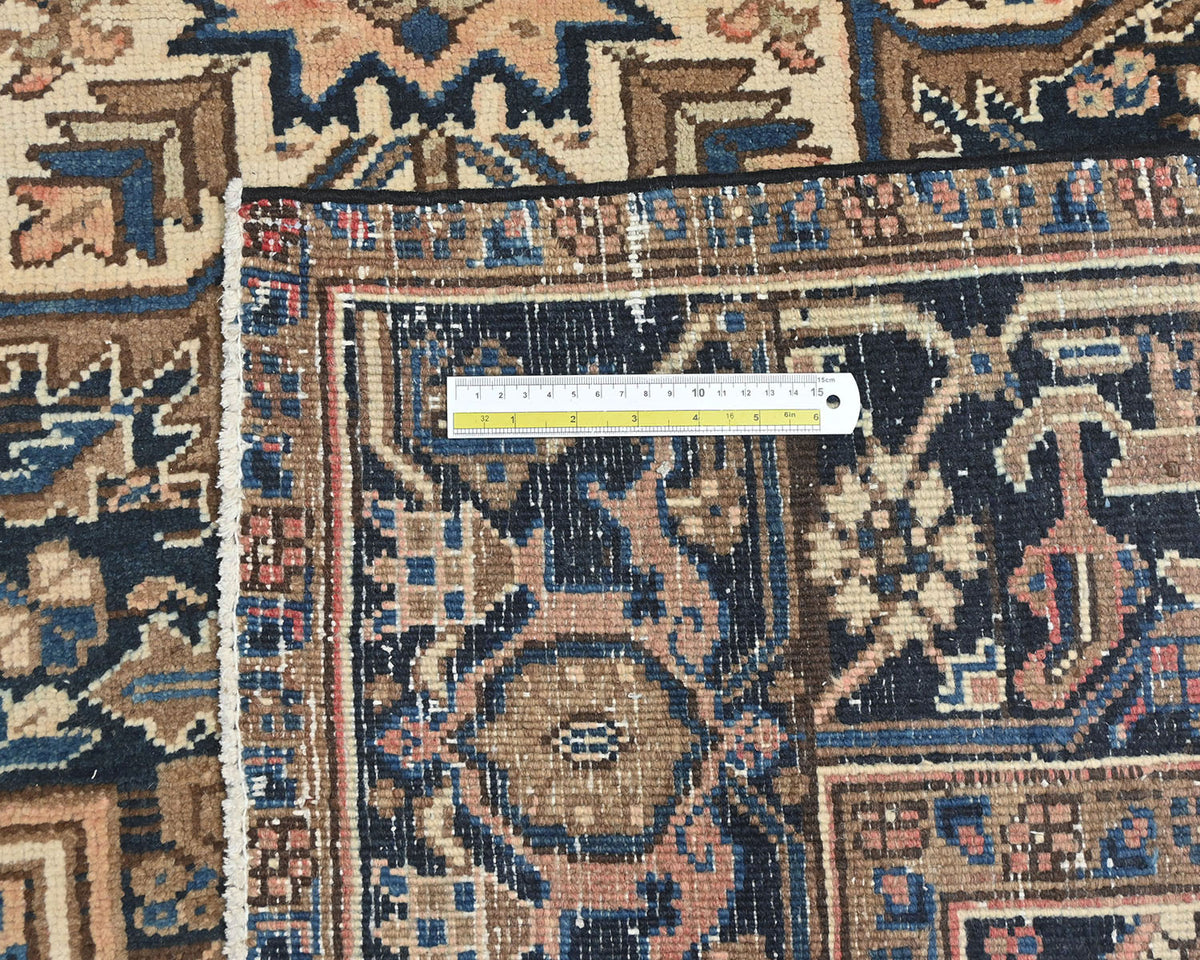 Alfombra vintage de lana anudada a mano, estilo persa, terracota, Heriz, de 2,45 m x 2,78 m