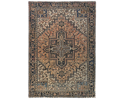 Alfombra de lana anudada a mano estilo persa terracota Heriz vintage de 8 x 11