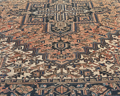 Alfombra de lana anudada a mano estilo persa terracota Heriz vintage de 8 x 11