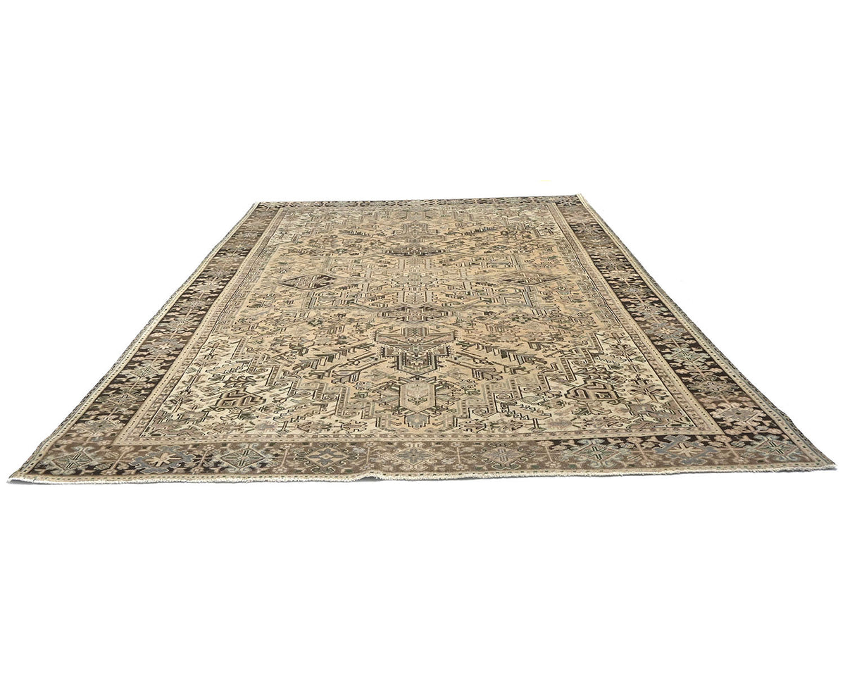 10x12 Vintage Heriz Brown Persian Style Hand Knotted Wool Area Rug