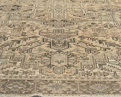 10x12 Vintage Heriz Brown Persian Style Hand Knotted Wool Area Rug
