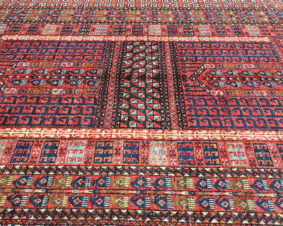 Alfombra afgana Ersari de lana teñida con vegetales, anudada a mano, color rojo óxido, de 5 x 7