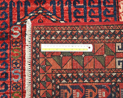 Alfombra afgana Ersari de lana teñida con vegetales, anudada a mano, color rojo óxido, de 5 x 7