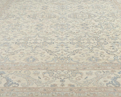 12x15 Feet Zeigler Beige Afghan Hand Knotted Wool Area Rug