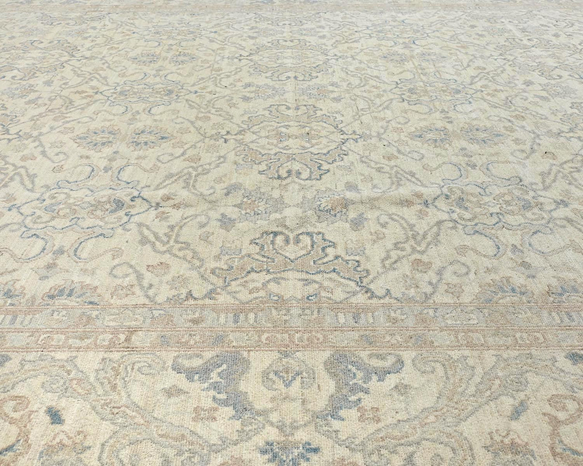 12x15 Feet Zeigler Beige Afghan Hand Knotted Wool Area Rug