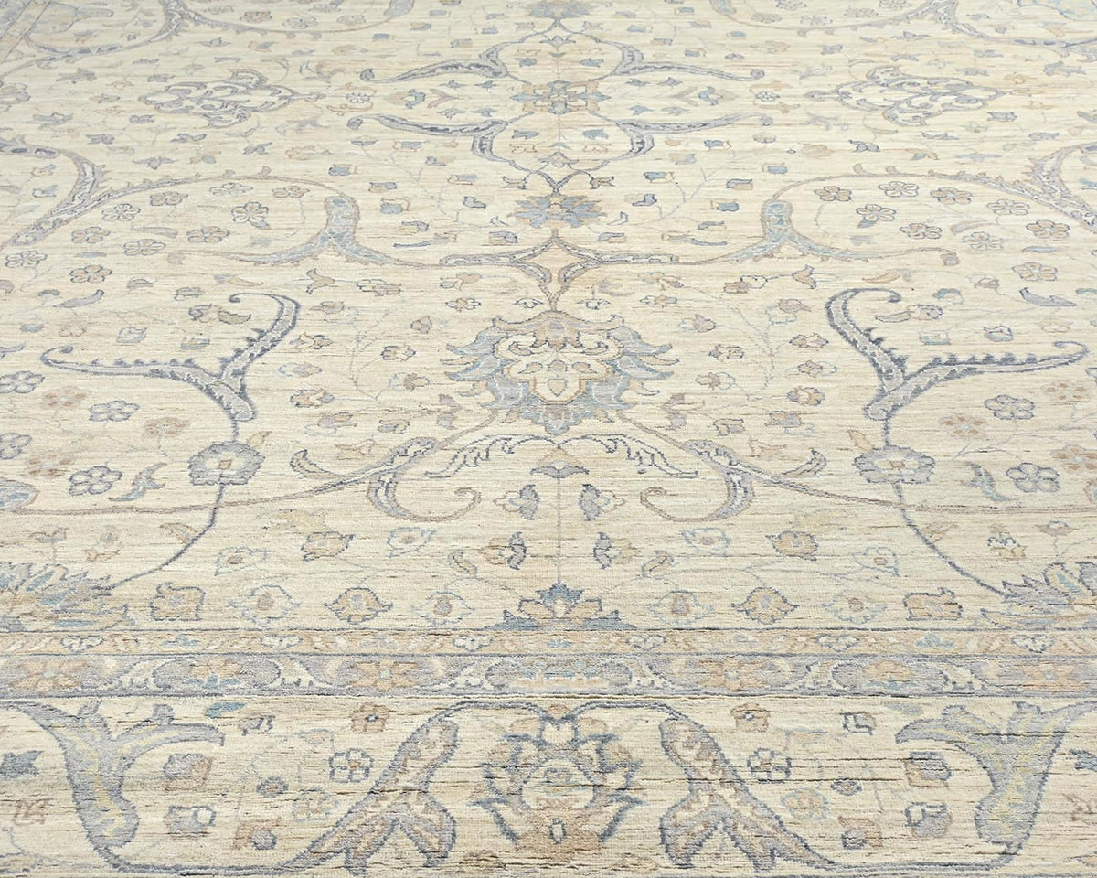 13x17 Zeigler Beige Afghan Hand Knotted Wool Area Rug