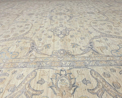 13x17 Zeigler Beige Afghan Hand Knotted Wool Area Rug