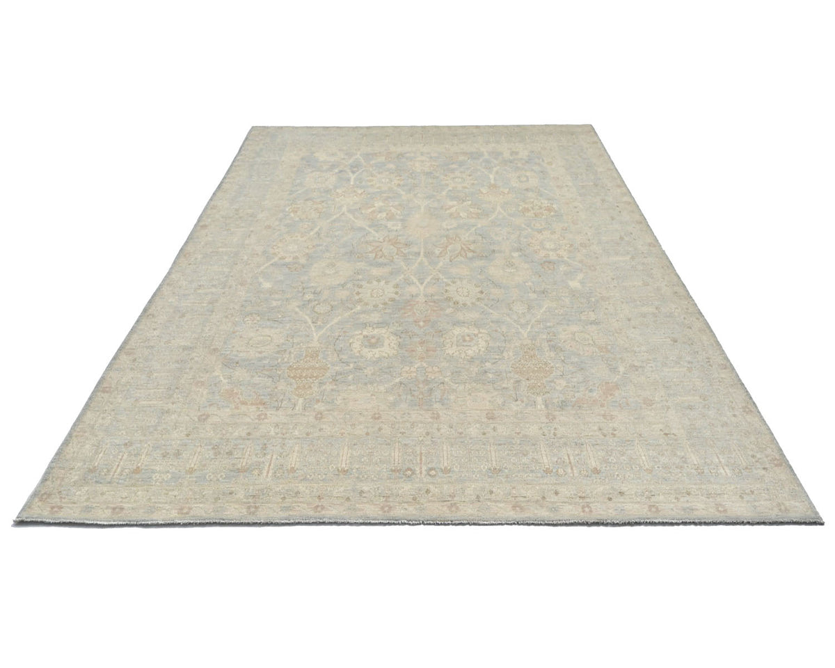 8x10 Gray Chobi Fine Quality Afghan Hand Knotted Wool Area Rug