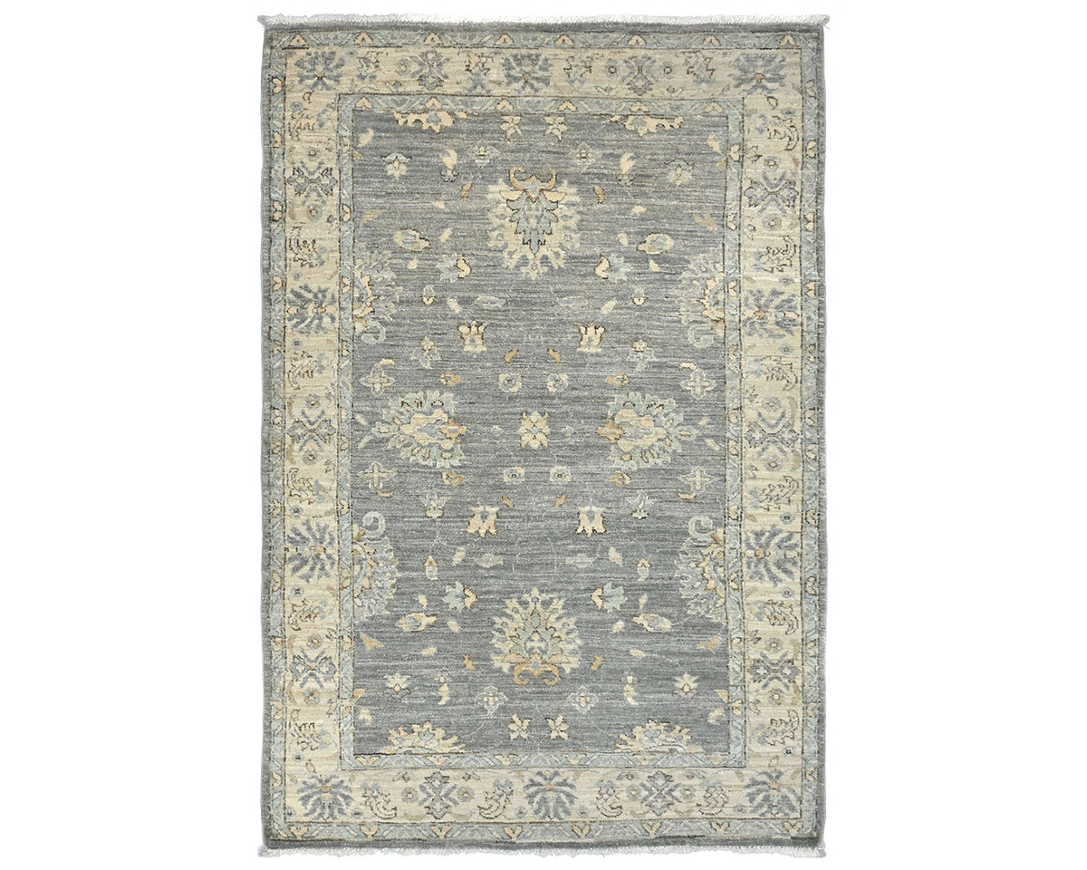 4x6 Zeigler Gray Afghan Hand Knotted Wool Area Rug