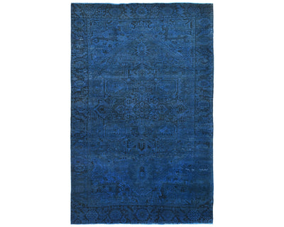 Alfombra de lana anudada a mano estilo persa teñida vintage Heriz de 8 x 11