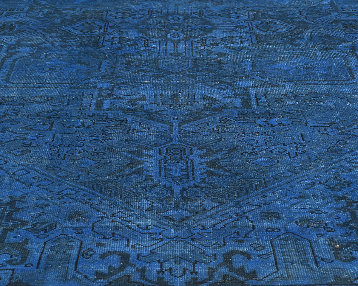 Alfombra de lana anudada a mano estilo persa teñida vintage Heriz de 8 x 11