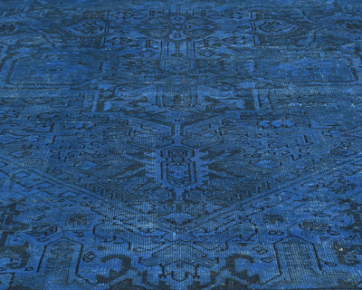 Alfombra de lana anudada a mano estilo persa teñida vintage Heriz de 8 x 11