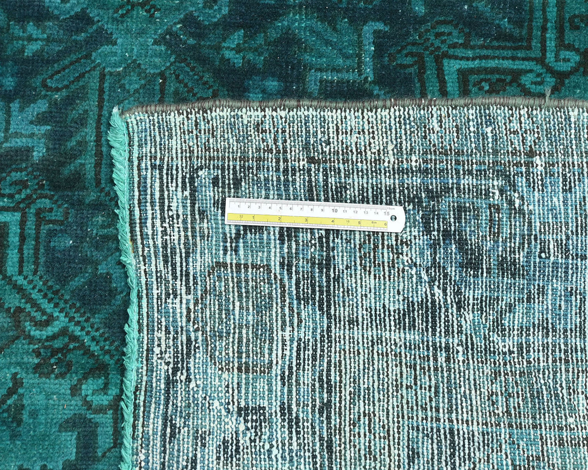 Alfombra de lana anudada a mano estilo persa teñida vintage Heriz de 8 x 11