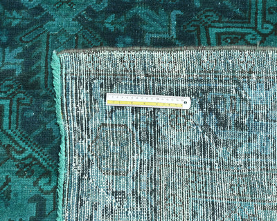 Alfombra de lana anudada a mano estilo persa teñida vintage Heriz de 8 x 11