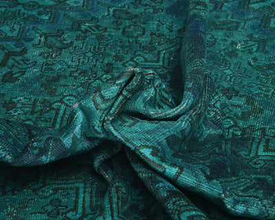 Alfombra de lana anudada a mano estilo persa teñida vintage Heriz de 8 x 11
