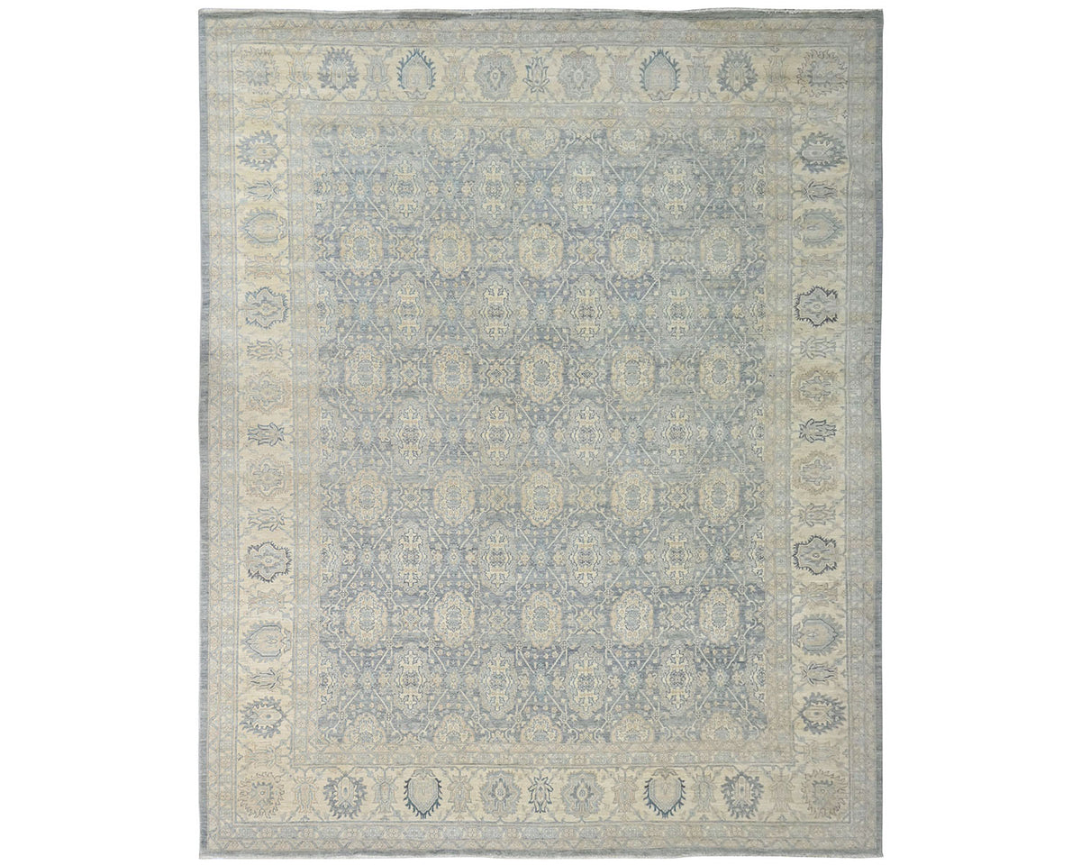12x15 Zeigler Gray Afghan Hand Knotted Wool Area Rug